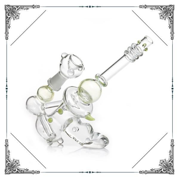 Gun Shape Glass Water Pipe Glass Bubbler 8 Inches Height 14.4mm Joint Size