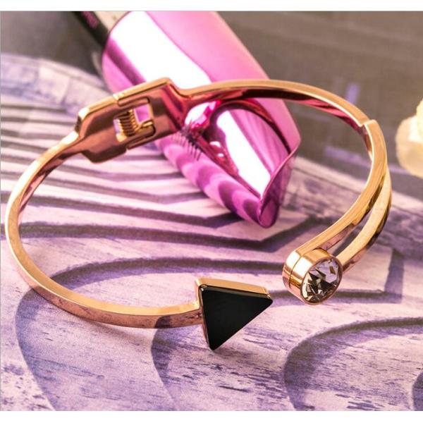 Fashion Jewelry 18K Gold Color Simple Bangle Stainless Steel Adjustable Bangle