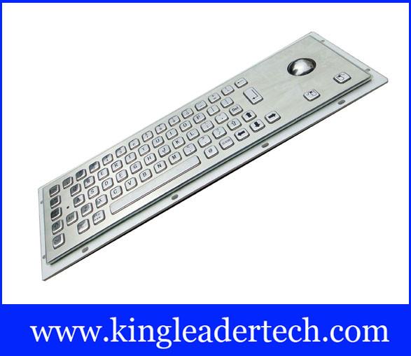 NEMA4 Ruggedized Trackball Panel Mount Keyboard With 64 Full Travel Keys