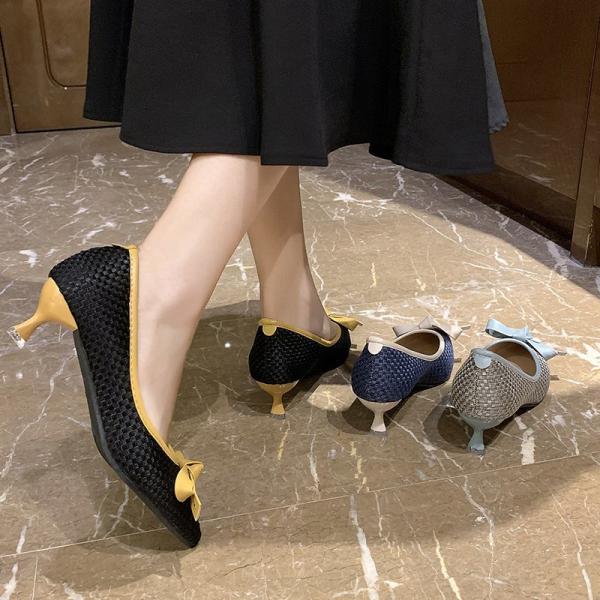 Pointed Head Lady Shallow Mouth Business Elegant High Heeled Shoes Patchwork Color