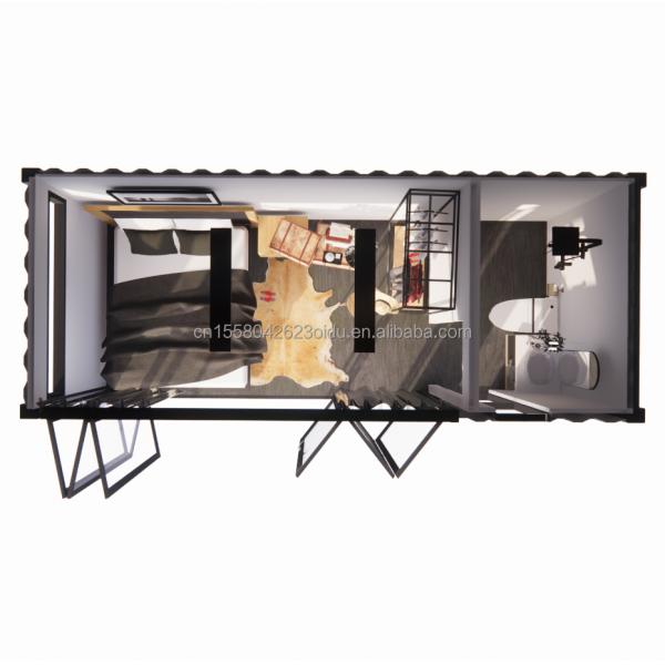 Large Glass Folding Door and Aluminum Alloy Windows in 20 Foot Prefabricated Container Single Apartment for Mobile Living