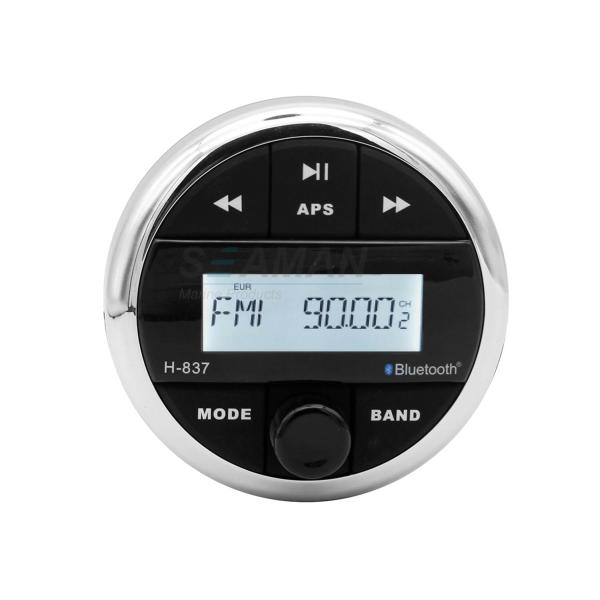 Gauge Size Marine Waterproof Stereo Radio Media Center Receiver Bluetooth 113x88mm
