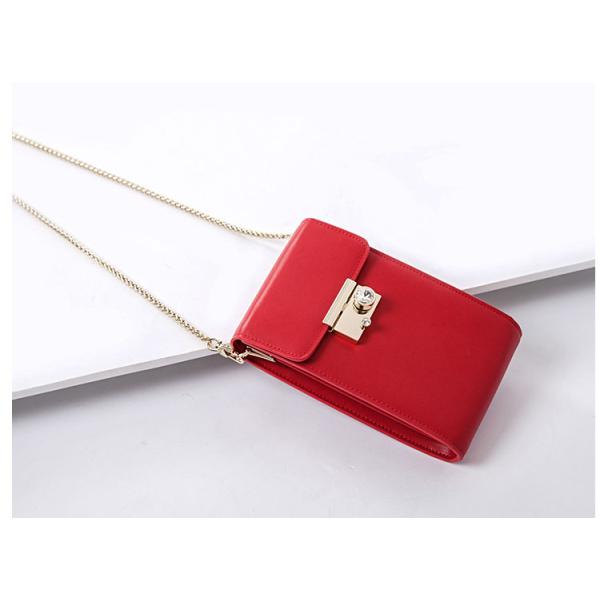2019 new fashion Korean version of versatile vertical slant body mini bag PU leather chain mobile phone bag