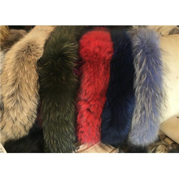 Green Medium / Large 100% Gunine Raccoon Fur Collar For Coats