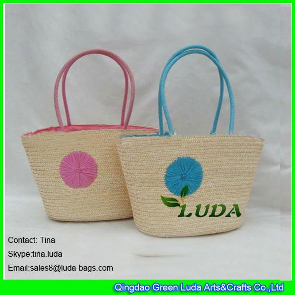 LUDA wheat straw woven straw bags embroidery dots funky beach bags
