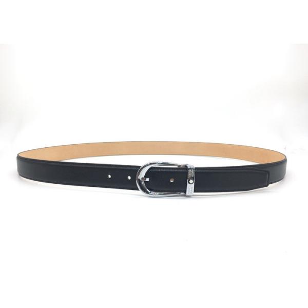 Black 30mm Mens Leather Dress Belt With Single Prong Buckle