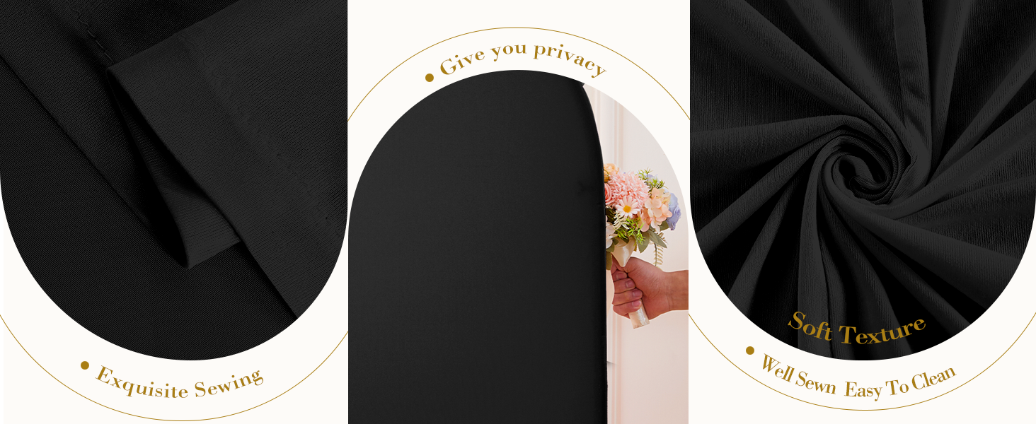 3 Piece Black Arch Covers Set, Arch Backdrop Cover Spandex Wedding Arch Stand Covers