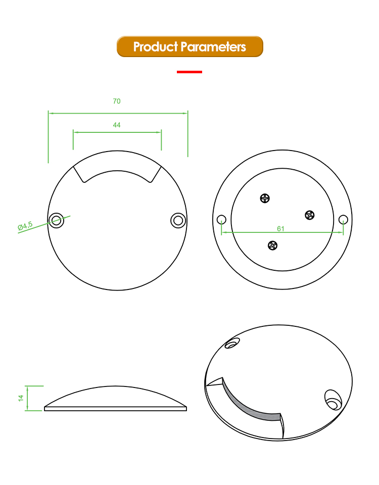 Лестничная подсветка Черная передняя крышка Алюминий IP67 SMD 2835 1W Led Recessed для лестницы Лофт коридор