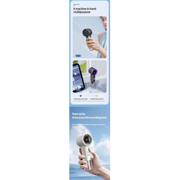 Usb Rechargeable Mini Portable Fan With 2000mAh Battery Lightweight Adjustable Speed