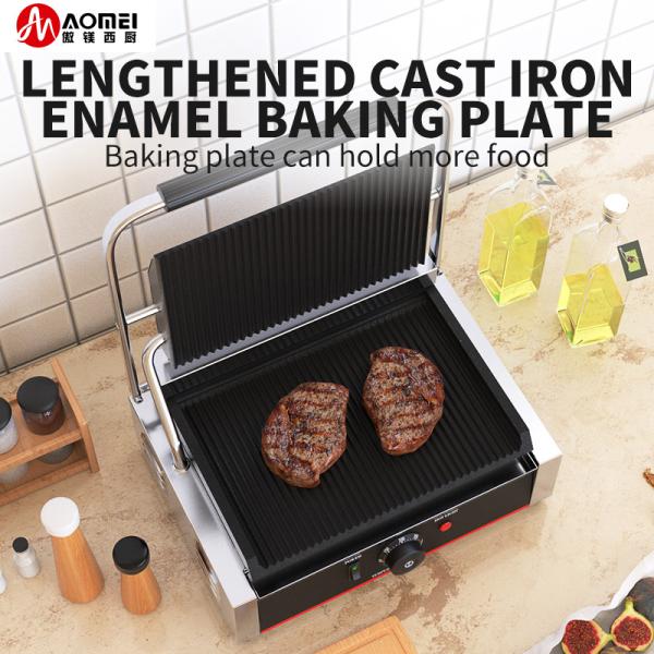 Контактный гриль с не липким покрытием Черное серебряное гриль для сэндвичей