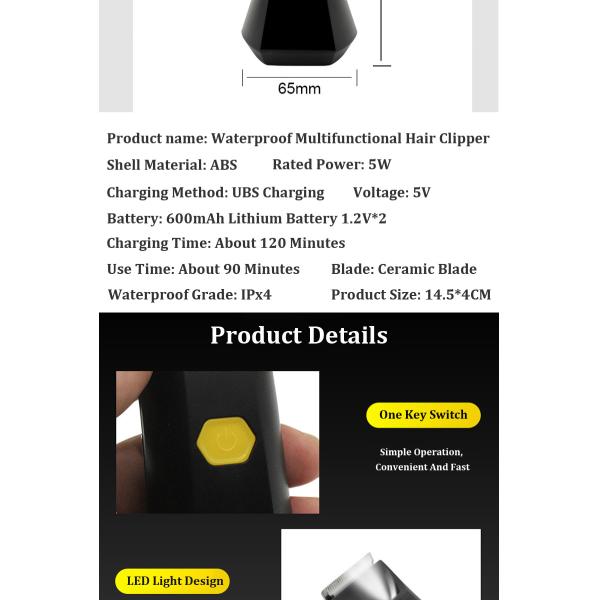 Podadoras de pelo de cerámica reemplazables de las cabezas de la cuchilla de la ingle del pelo del condensador de ajuste IPX4 del cuerpo eléctrico de la prenda impermeable