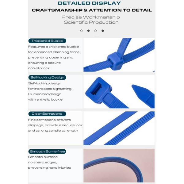 Collier de serrage bleu ETFE 3.6x200mm, attache de serrage Téflon ignifuge 94V-0 serre-câble Tefzel résistant aux températures élevées pour environnements difficiles