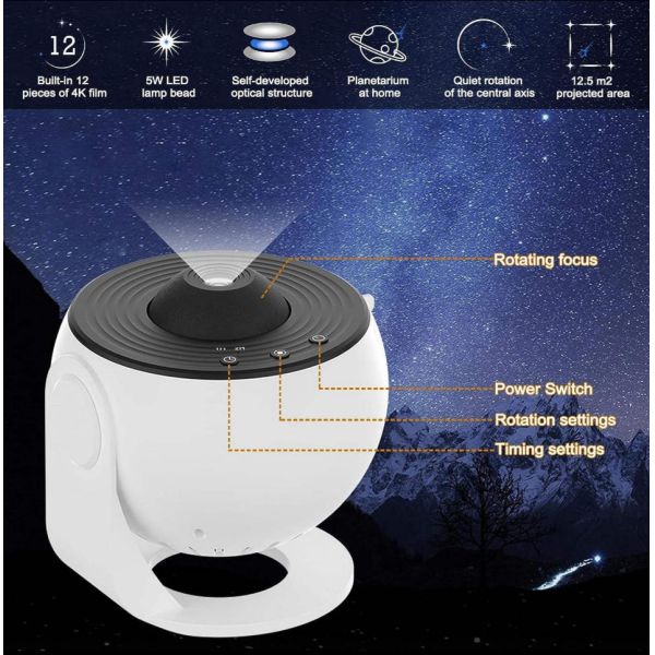360 Degree Galaxy Projector for Room Galaxy Star Projector Light Planetarium Projector