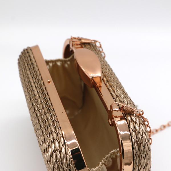 Leather Material Evening Clutch Handbag Rose Gold Color 20cm×10.5cm