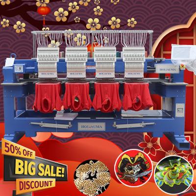 HOLiAUMA 4 heads embroidery machine china best selling 15 needle 1200 spm cap t-shirt flat embroidery machine for sale