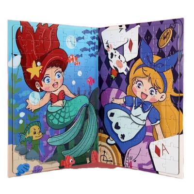 Montessori Toys Dinosaur Cartoon Animal Jigsaw Puzzle A4 Size Princess Magnetic Story Book Wooden Puzzles