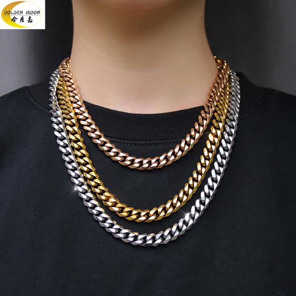 Cadena cubana de acero inoxidable de primera calidad - acabado de molienda de seis lados