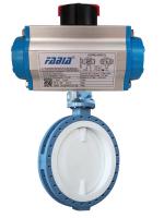 Valve à papillon pneumatique à flanche revêtue de fluor