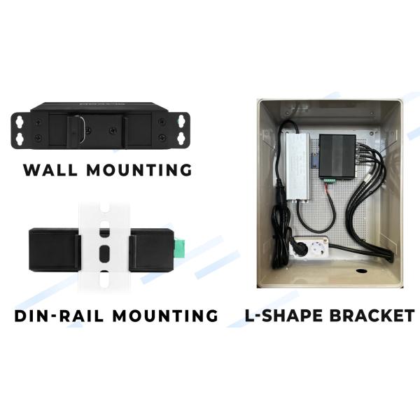 Solar Or Battery Powered PoE Switch 4 Port Gigabit Network Dual 12V/24V/48VDC Input CE