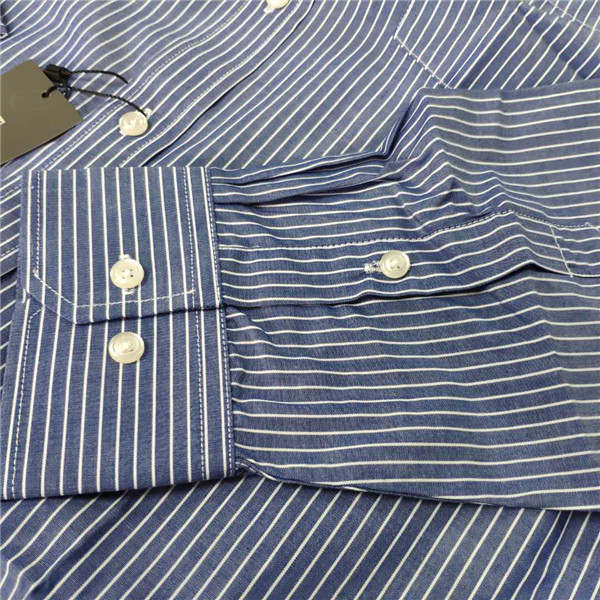 Long Sleeve Stripe Stylish Casual Shirts 60% Cotton/40% Polyester Cvc Fabric