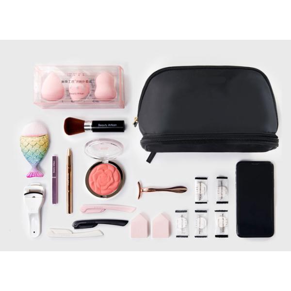 Brush bag and makeup bag 2 in one women's small portable travel set storage bag