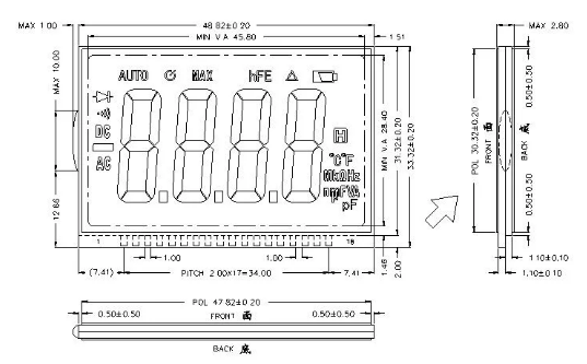 SGS 6 O'Clock 7 Segment STN LCD Display Touch Screen LCD Display (SGS 6 O'Clock 7 Segment STN LCD Display) - дисплей с сенсорным экраном, на котором отображается электрический ток.