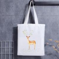 Logo de achat de coton imprimé par coutume de sacs de transporteur de toile de dames de bande dessinée de cadeau de Noël