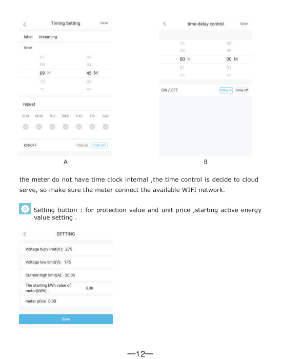 1-Phase 2-Wire Smart Energy Meter with ON/OFF App Control 230V 5(60)A Wifi Din Rail Wireless Kwh Meter