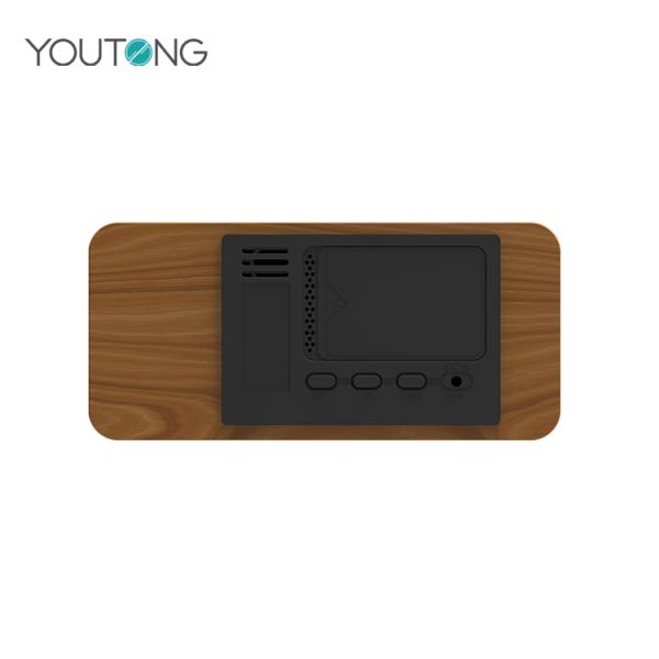 Dot Matrix Wooden Digital Alarm Clock LED Red Display Decorative Digital Clock