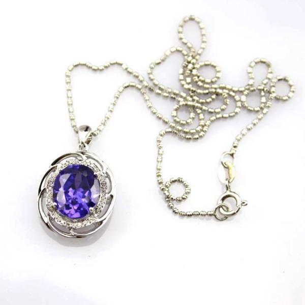 Women Fashion  Oval Garnet Cubic Zirconia Pendant   925 Sterling Silver Jewelry (P21)