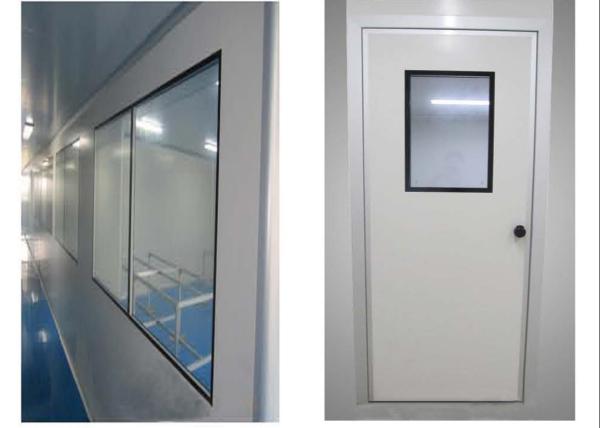 Yellow Pharmaceutical Clean Room Door 40mm thick Single Leaf Swing Door 304 SS Hinge