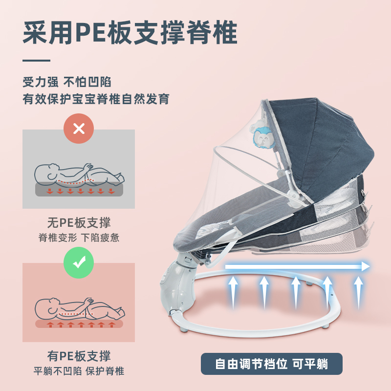 USA Compliant Infant Swing Rocker Blackout Tent Washable Tray Bluetooth Music with Remote Control