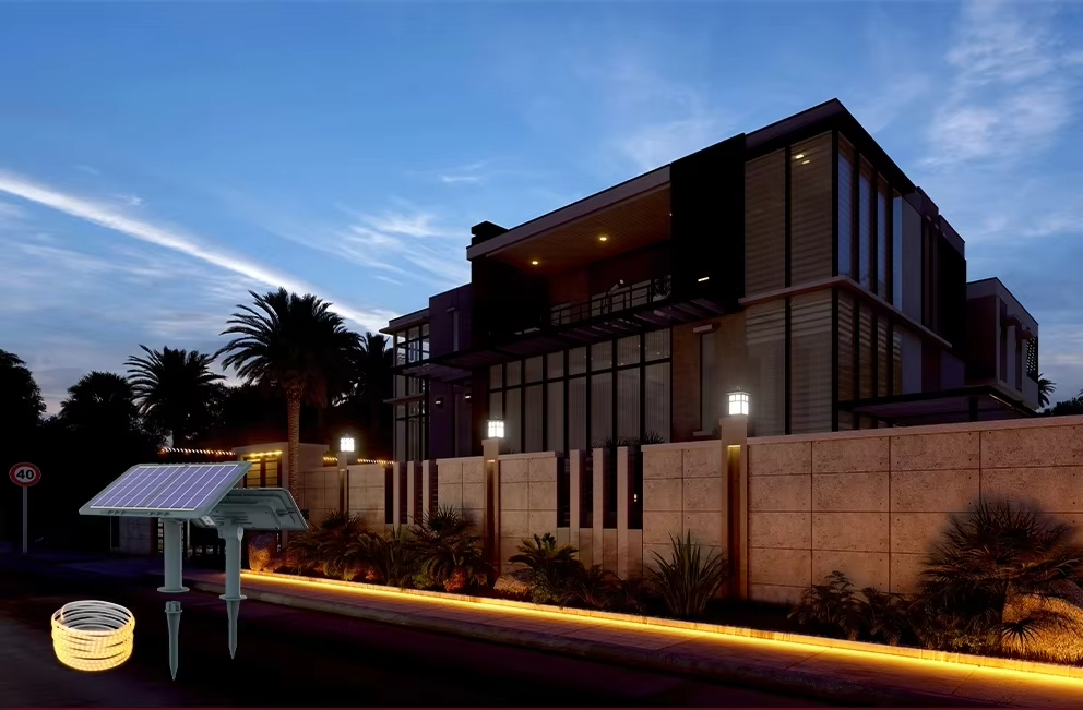 Charging efficiency solar light strip with RGB colorful light effect courtyard decoration light string