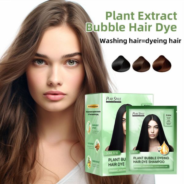 Hair Color Manufacturer OEM Herbal  Bubble Hair Dye Shampoo Black Hair Dye Gray Coverage Organic Hair Colour  Shampoo