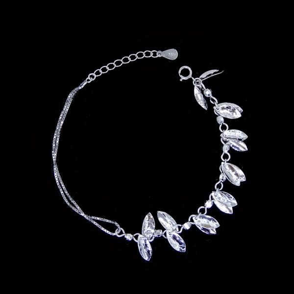 Cross Shape Sterling Charm Bracelet / Thick Silver Bracelet For European