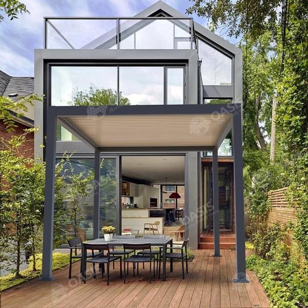 5x5M 6x6M Motorized Aluminum Pergola With Louvered Roof Custom Frame Colour