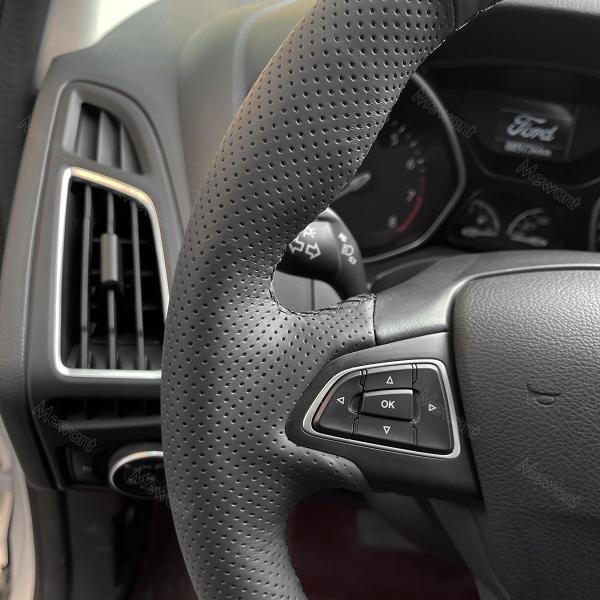 Custom Hand Stitching PU Leather Steering Wheel Cover for Ford Focus Kuga C-MAX Ecosport Escape 2015 2016 2017 2018 2019 2020