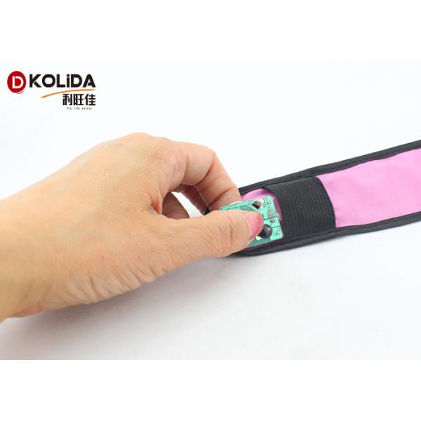 Night Reflective Belt Strap Flashing Led Safety Armband Pink / Blue For Running