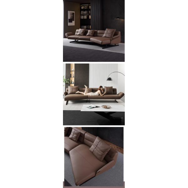 Italian Minimalist Leather Living Room 3 Seat Sofa Modern Luxury Sofa Set Furniture for Hotel Villa Art Hall