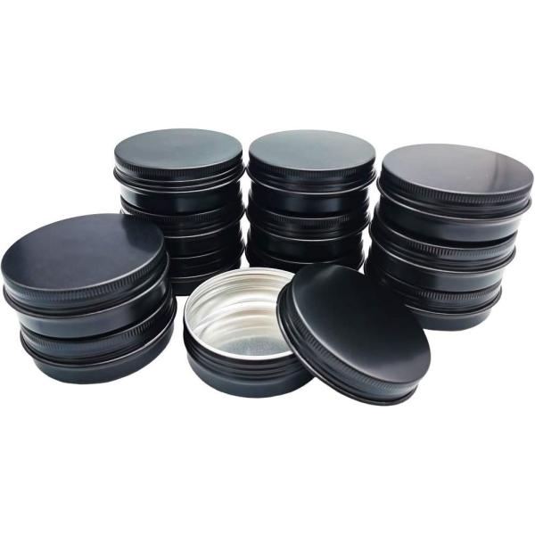 Black Round Fillable Cosmetic Aluminum Jar Containers With Screw Caps（MC-803）