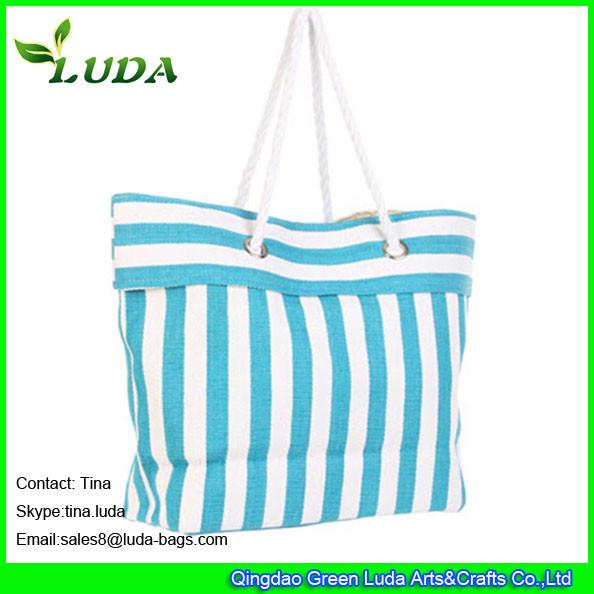 LUDA large striped beach straw tote bag fashion paper straw wholesale handbag