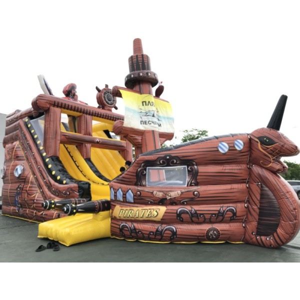 Pirate Ship Inflatable Slide and Play Area for Outdoor Events