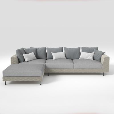 L Shape High Density Foam Seat Rattan Corner Lounge Set