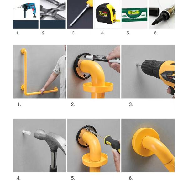 L Shaped Stainless Steel Grab Rails , Wall Mount Handicap Toilet Grab Bars OEM ODM