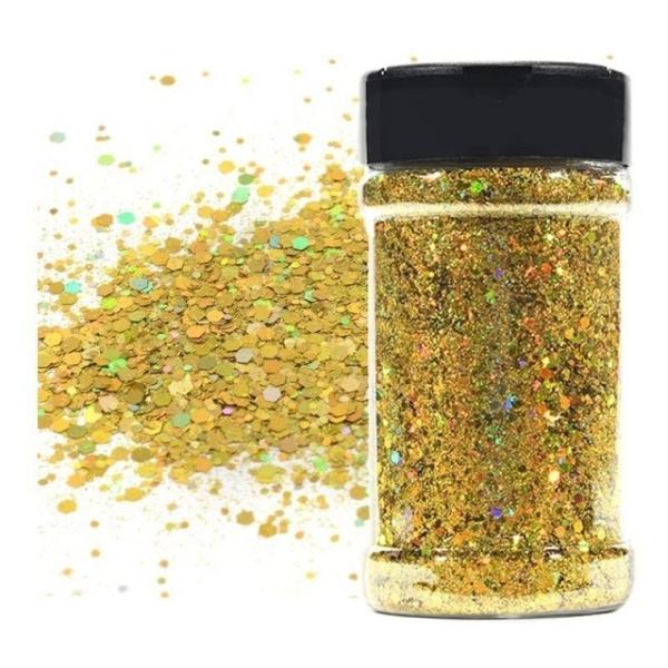 1 Color Holographic Chunky Glitter 2oz 3oz Bottle Packing Tumbler Glitter Mixing Chunky Glitter for Die Cutting Printing