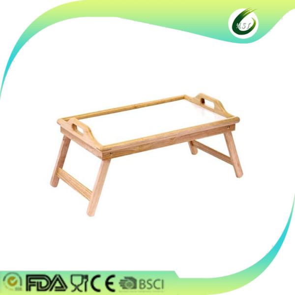 Natural solid wood bed tray with melamine surface and foldable legs