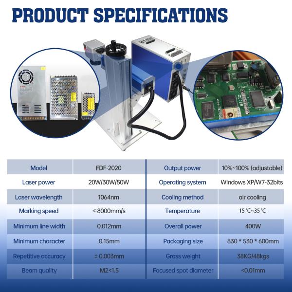 Stainless Steel Fiber Laser Marking Machine Raycus Max JPT Rotary Axis 20W-100W