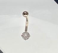 Solid 14k Gold Belly Button Ring With Real Diamond 16g Body Jewelry