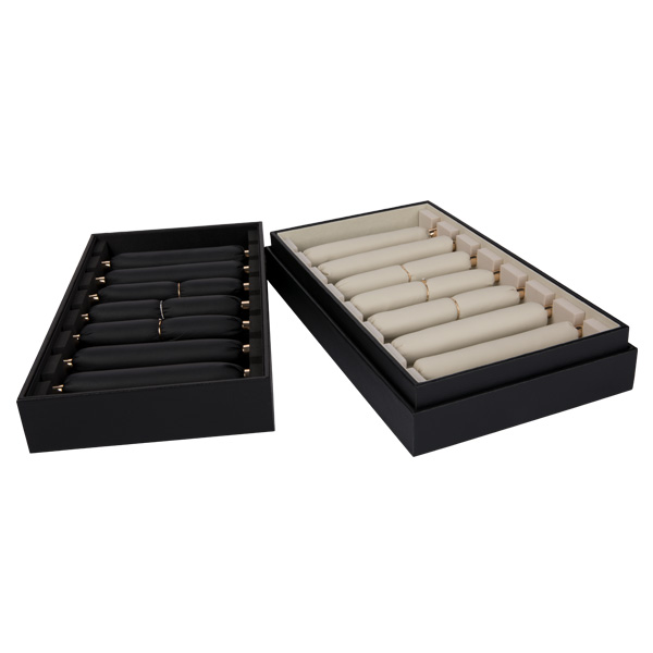 Черный роскошный случай хранения дисплея кольца, поднос дисплея изготовленного на заказ логотипа привесной