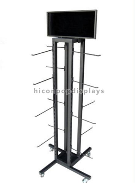 Floor Standing Clothing Store Fixtures Metal 4-Way Hanging Underwear Display Rack